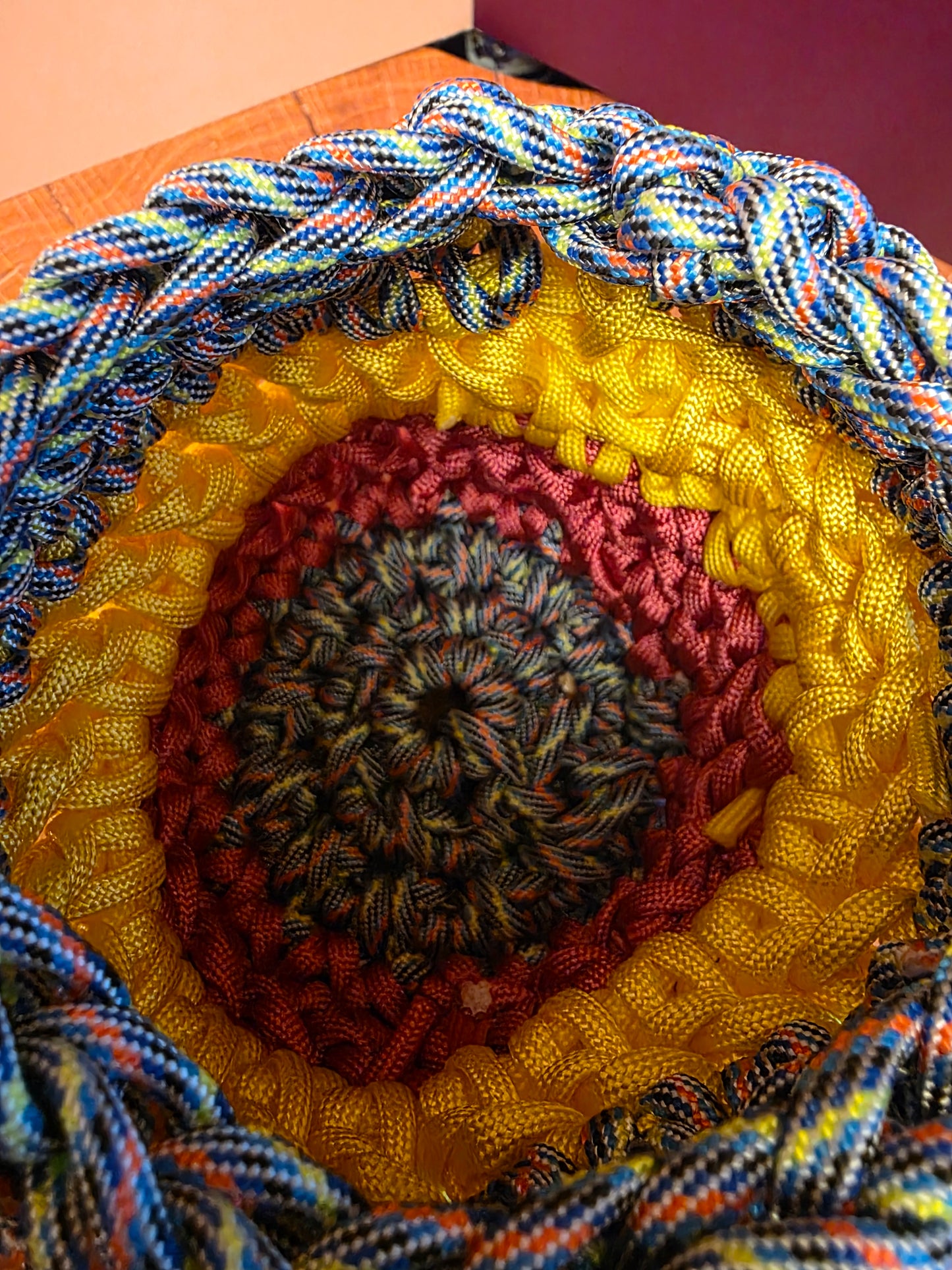 Sunprism Vessel - Handmade Paracord Crocheted Basket