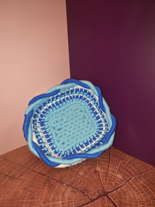 Frostwoven Trinket Vessel -  Handmade Coil Wrapped Basket