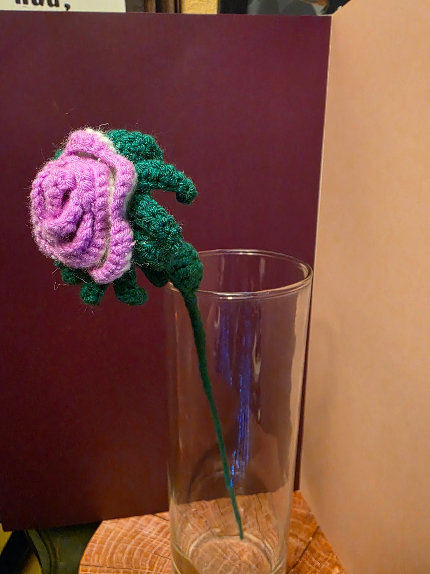 Unraveled Bloom – Handmade Crochet Rose Stem