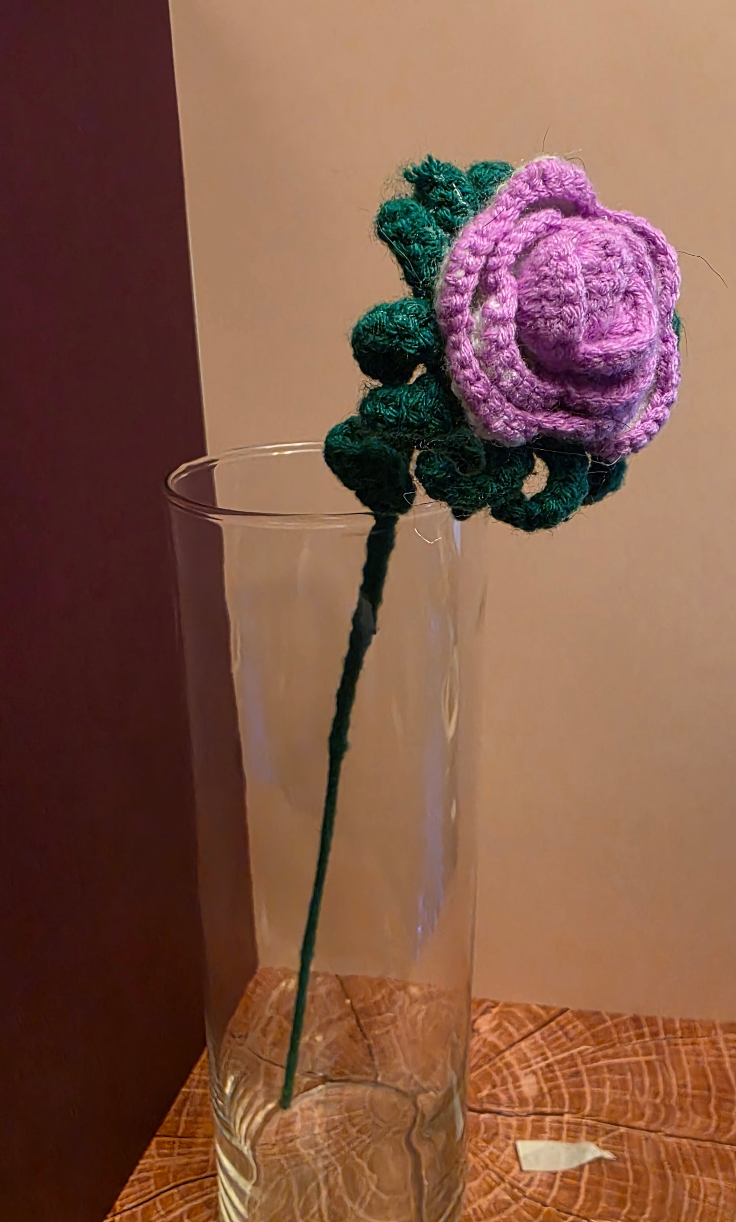 Unraveled Bloom – Handmade Crochet Rose Stem