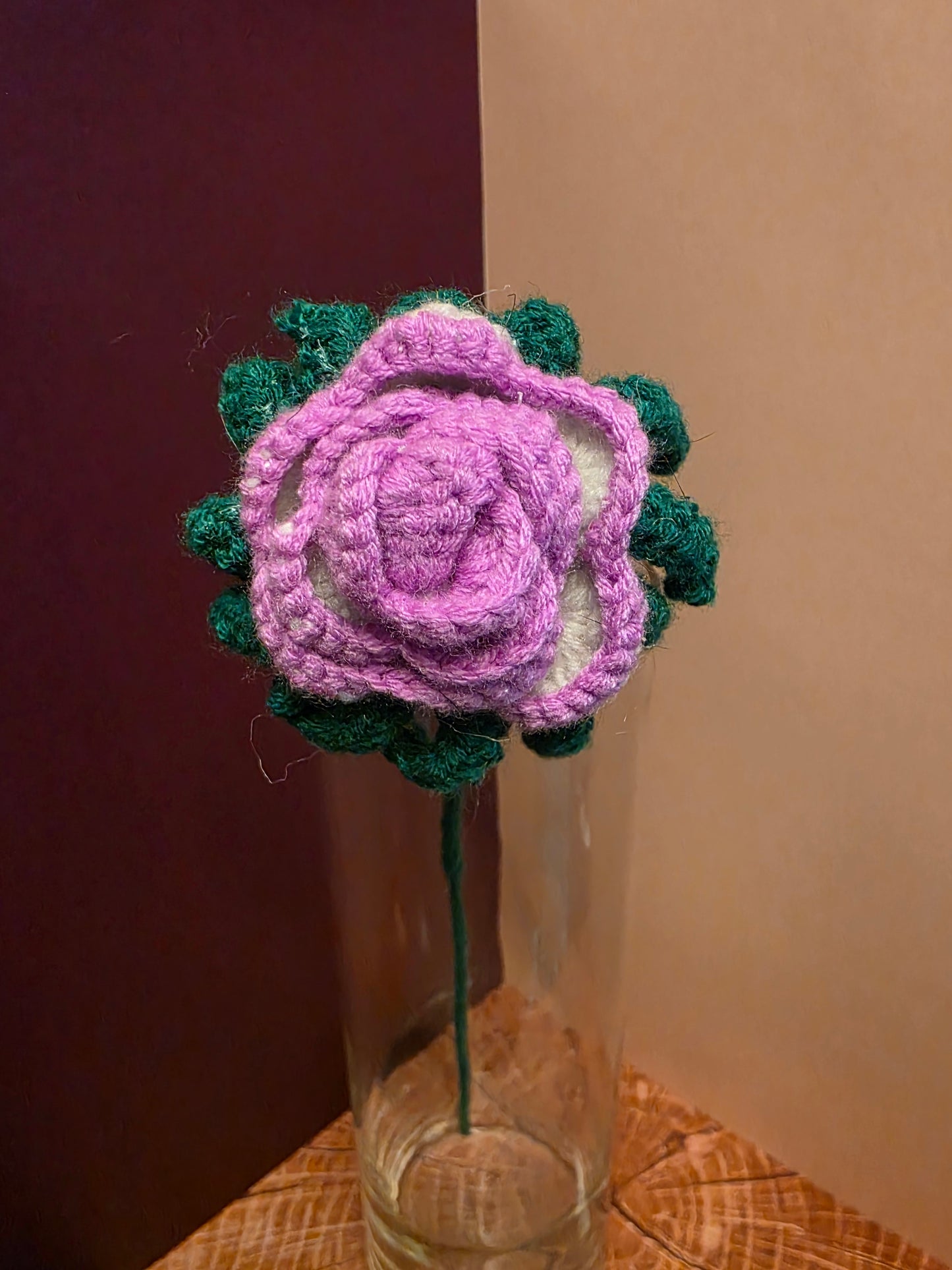 Unraveled Bloom – Handmade Crochet Rose Stem