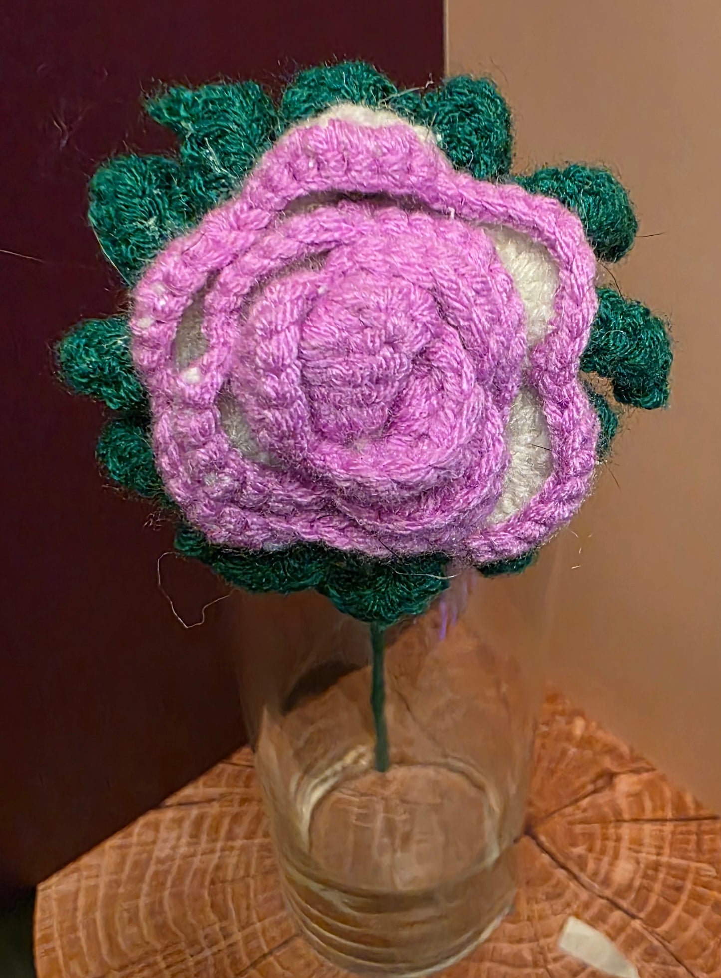 Unraveled Bloom – Handmade Crochet Rose Stem